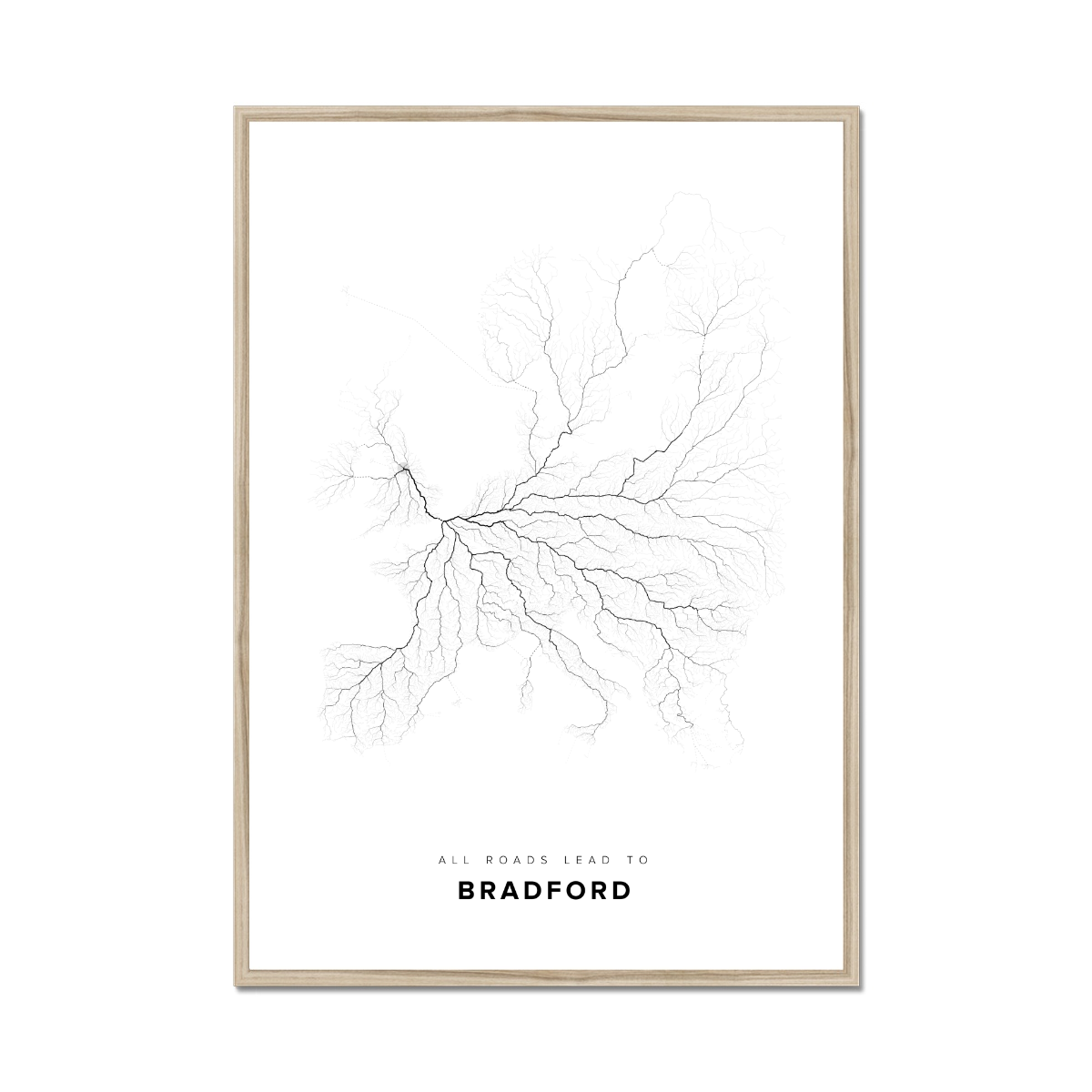 All roads lead to Bradford (United Kingdom of Great Britain and Northern Ireland) Fine Art Map Print