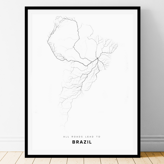 All roads lead to Brazil Fine Art Map Print