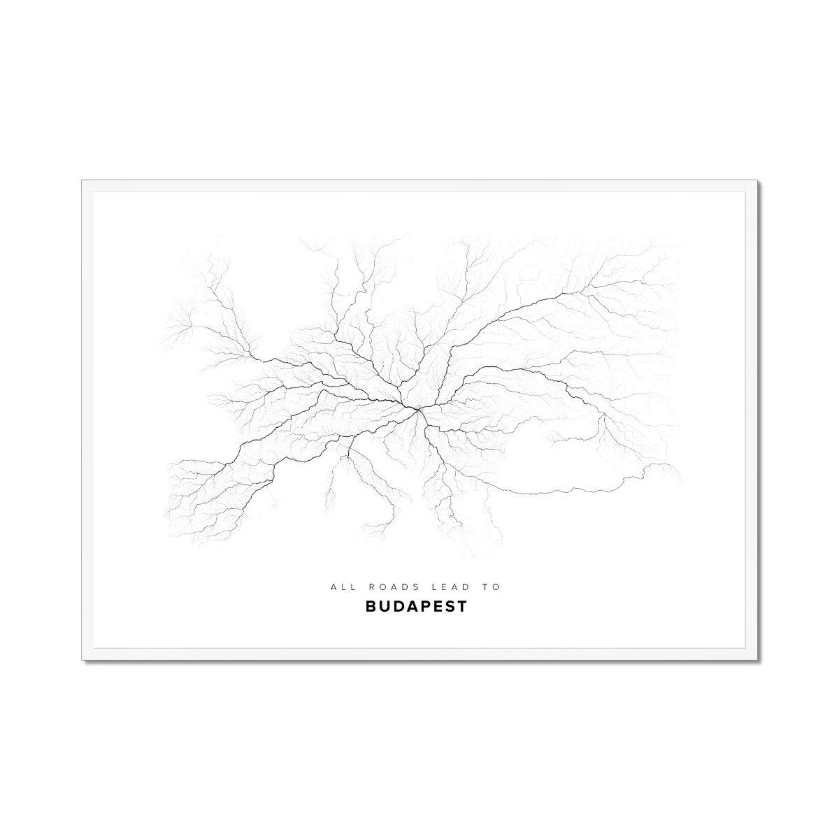 All roads lead to Budapest (Hungary) Fine Art Map Print