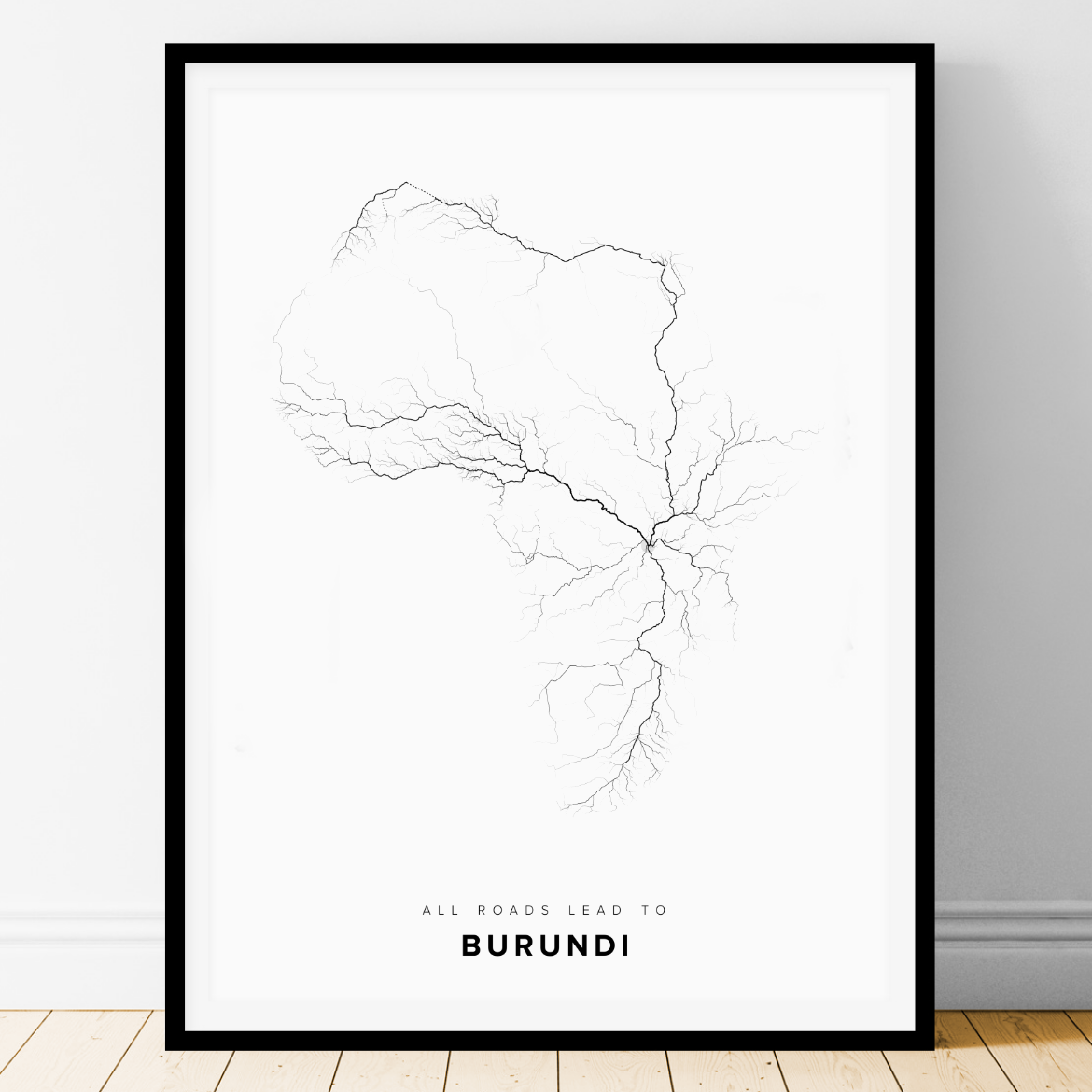 All roads lead to Burundi Fine Art Map Print