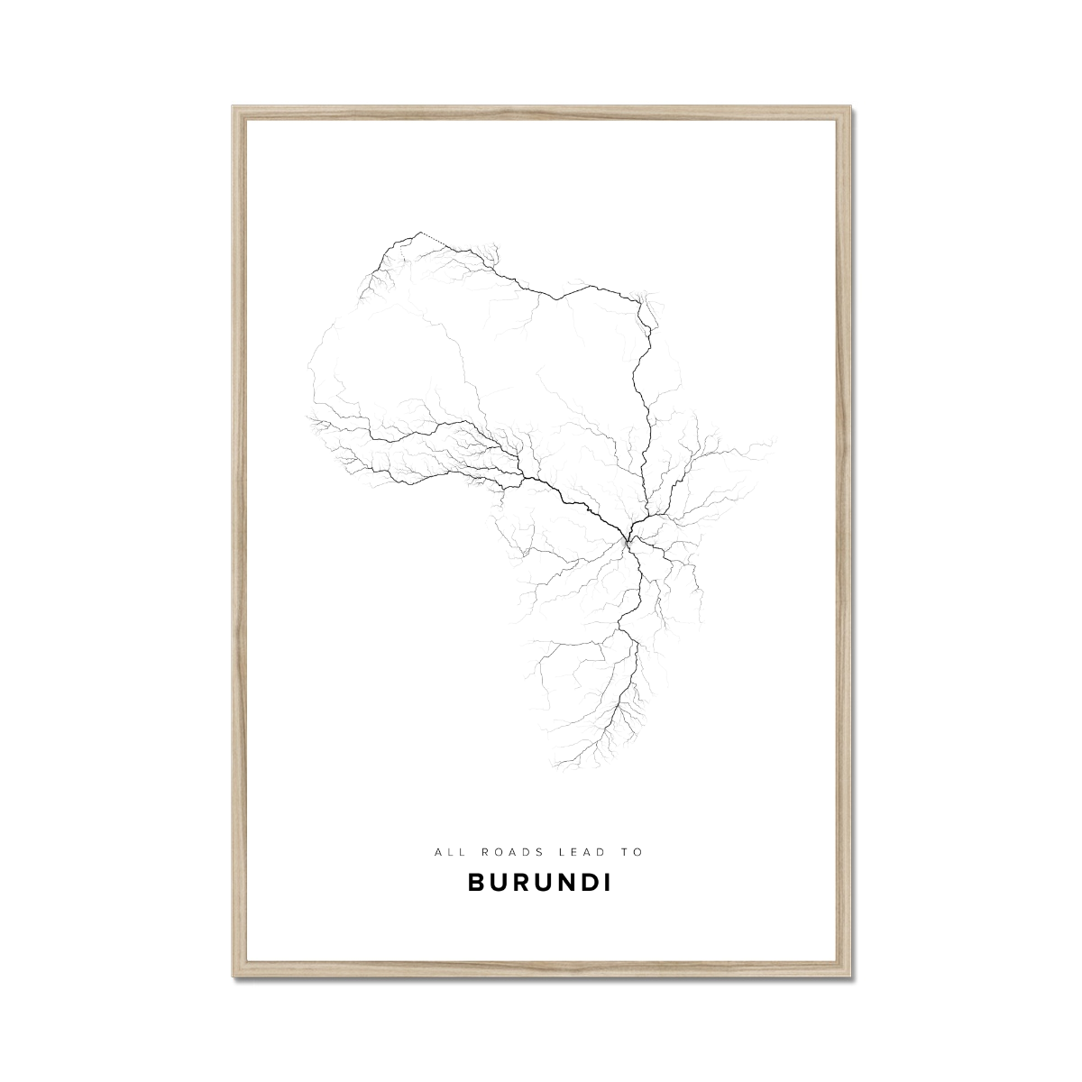 All roads lead to Burundi Fine Art Map Print