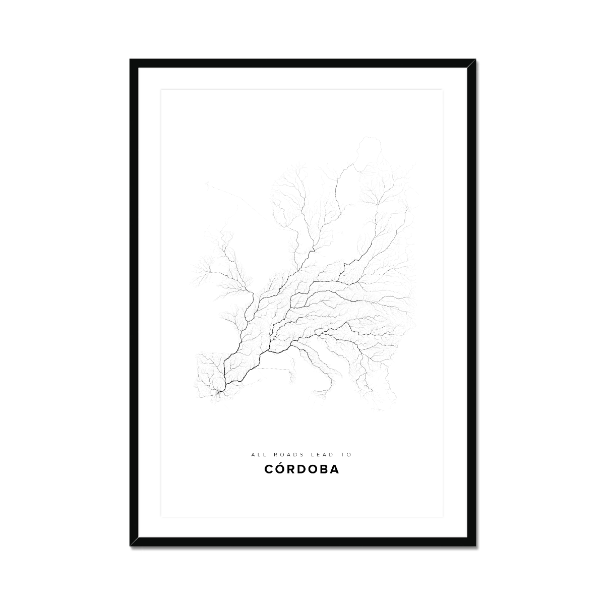 All roads lead to Córdoba (Spain) Fine Art Map Print