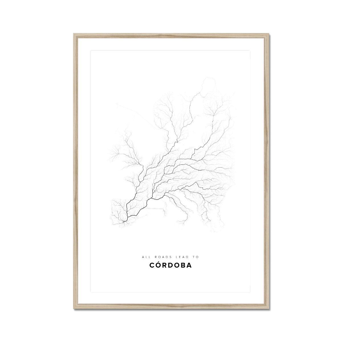 All roads lead to Córdoba (Spain) Fine Art Map Print