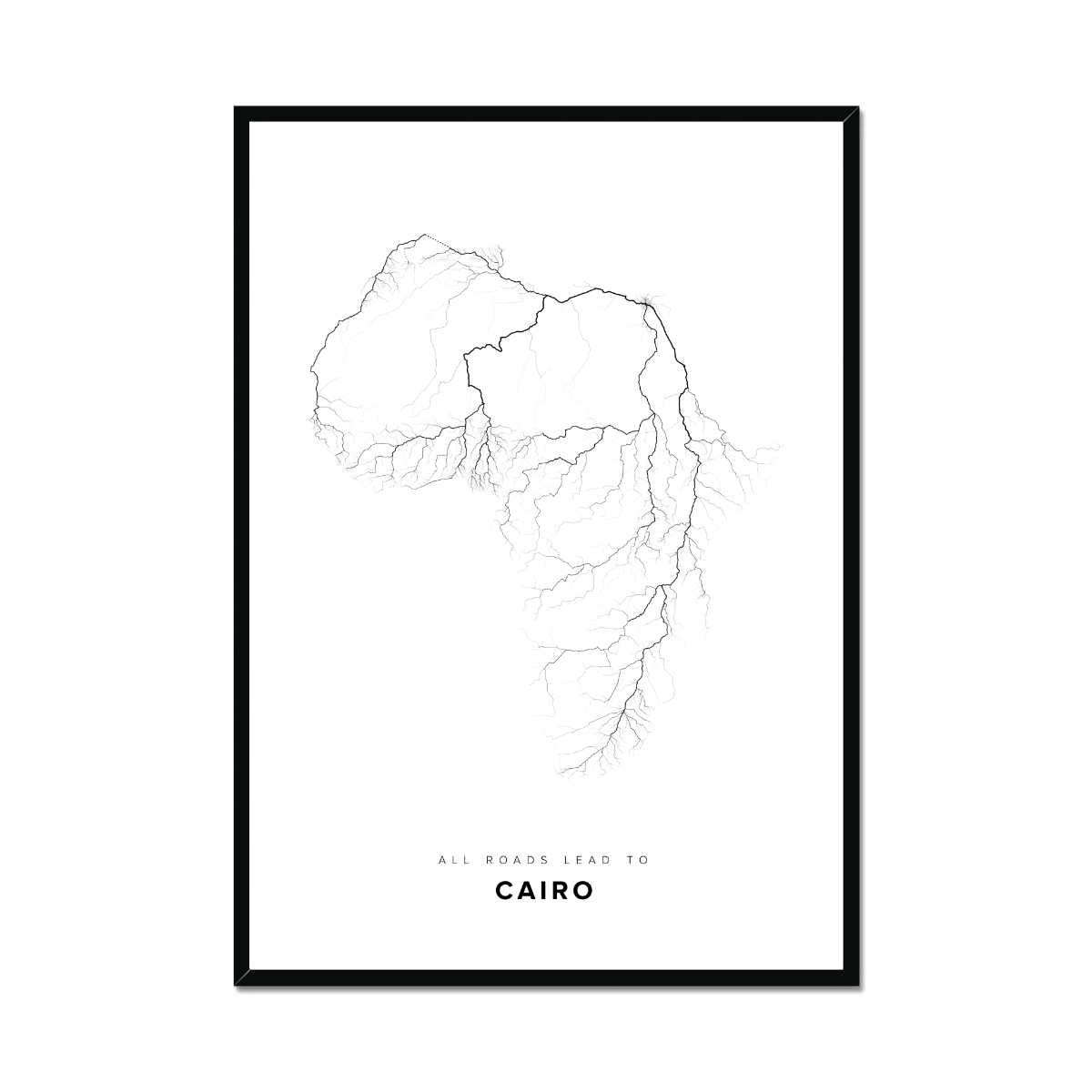 All roads lead to Cairo (Egypt) Fine Art Map Print