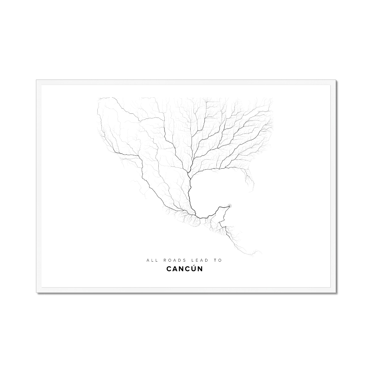 All roads lead to Cancún (Mexico) Fine Art Map Print