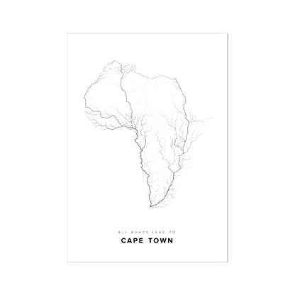 All roads lead to Cape Town (South Africa) Fine Art Map Print