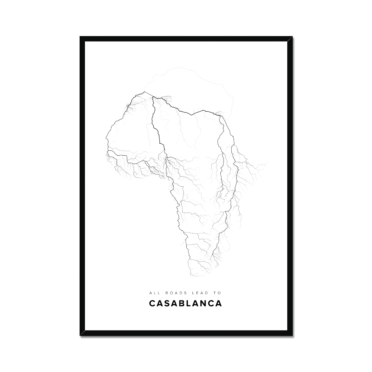 All roads lead to Casablanca (Morocco) Fine Art Map Print