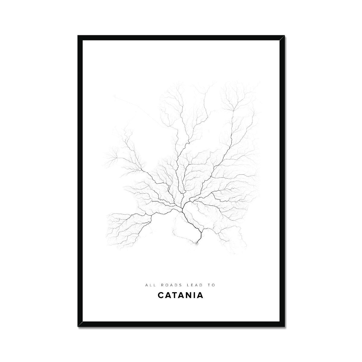 All roads lead to Catania (Italy) Fine Art Map Print