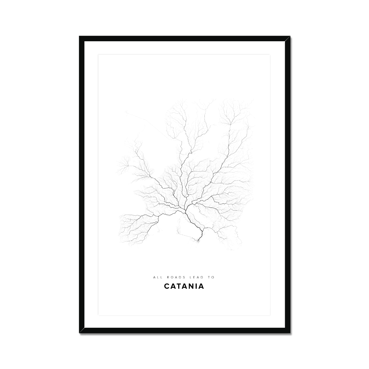 All roads lead to Catania (Italy) Fine Art Map Print