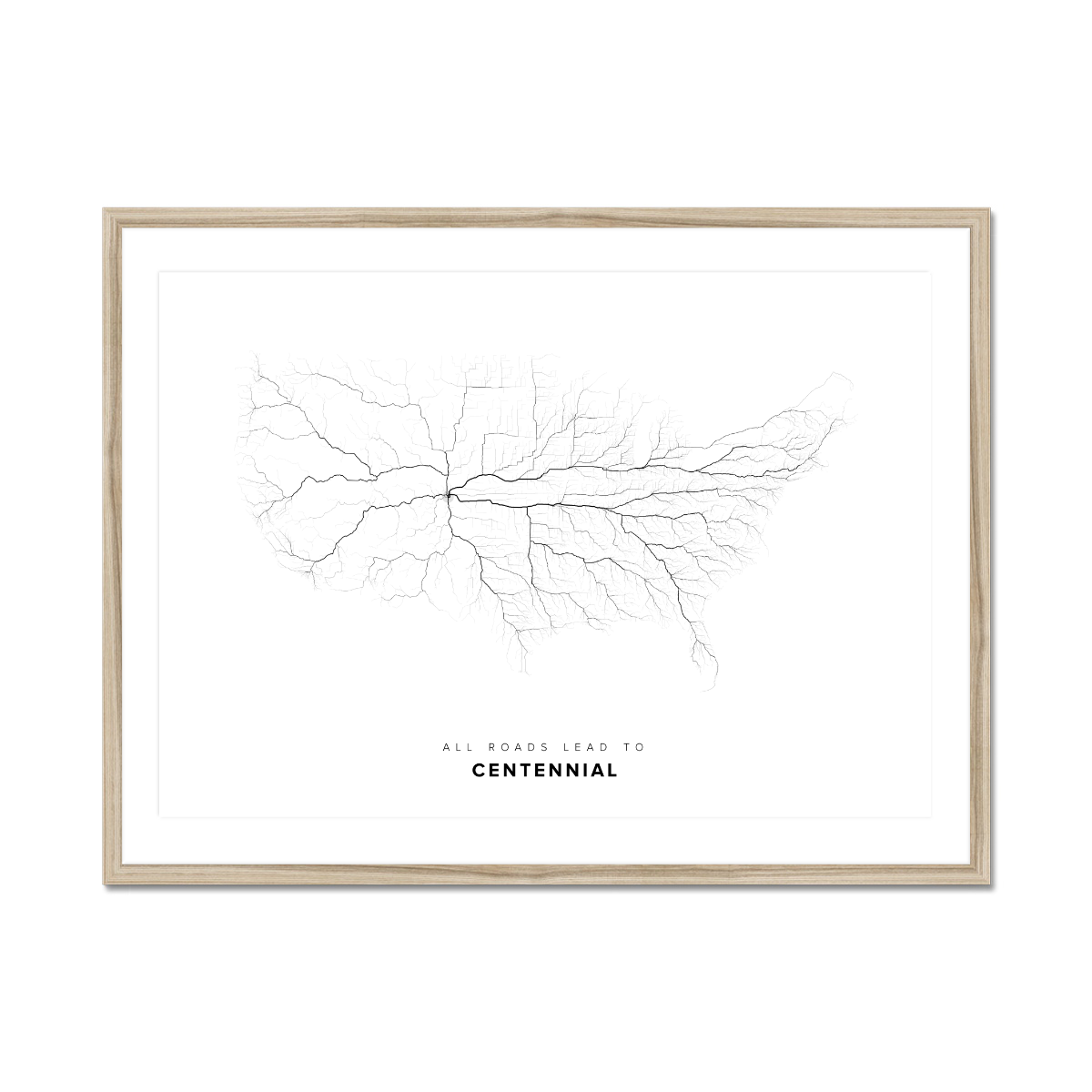 All roads lead to Centennial (United States of America) Fine Art Map Print