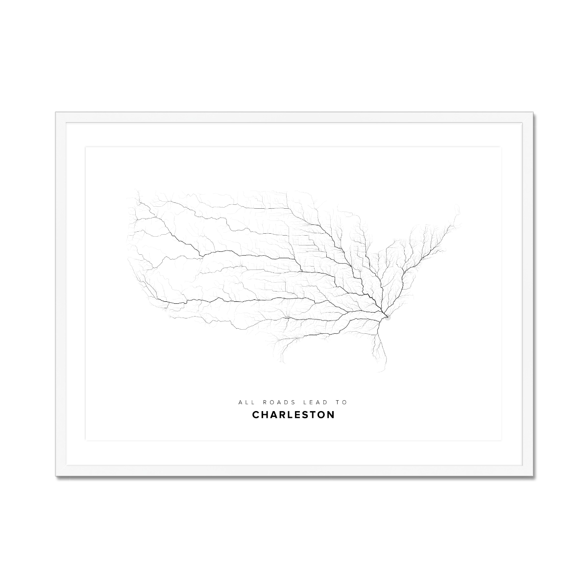 All roads lead to Charleston (United States of America) Fine Art Map Print