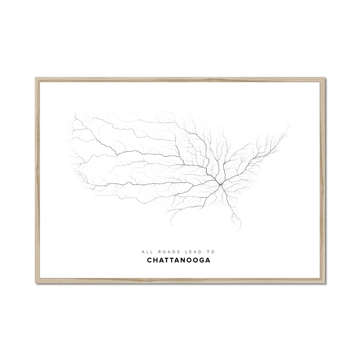 All roads lead to Chattanooga (United States of America) Fine Art Map Print