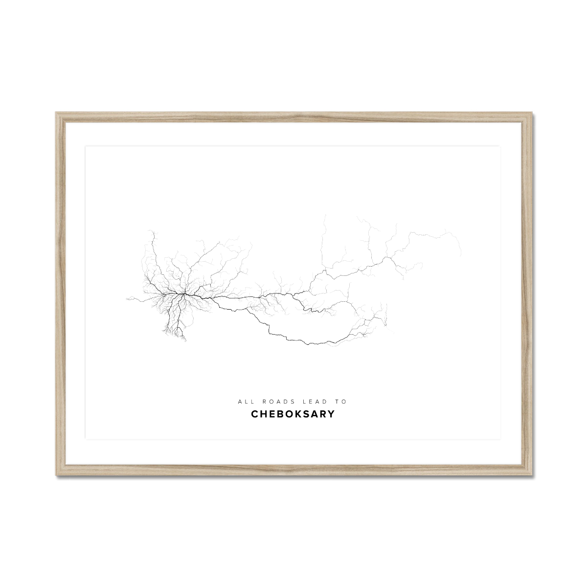 All roads lead to Cheboksary (Russian Federation) Fine Art Map Print