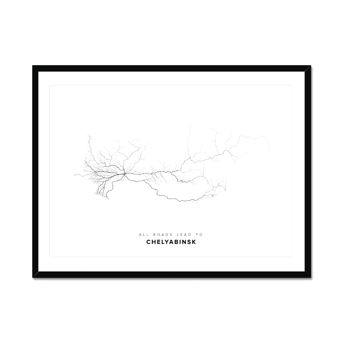 All roads lead to Chelyabinsk (Russian Federation) Fine Art Map Print
