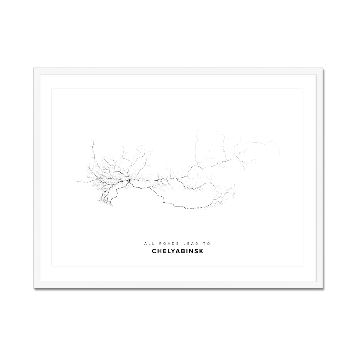 All roads lead to Chelyabinsk (Russian Federation) Fine Art Map Print