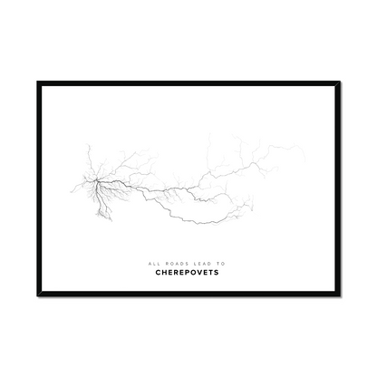 All roads lead to Cherepovets (Russian Federation) Fine Art Map Print