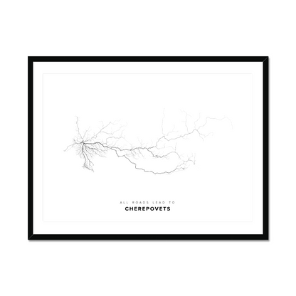 All roads lead to Cherepovets (Russian Federation) Fine Art Map Print