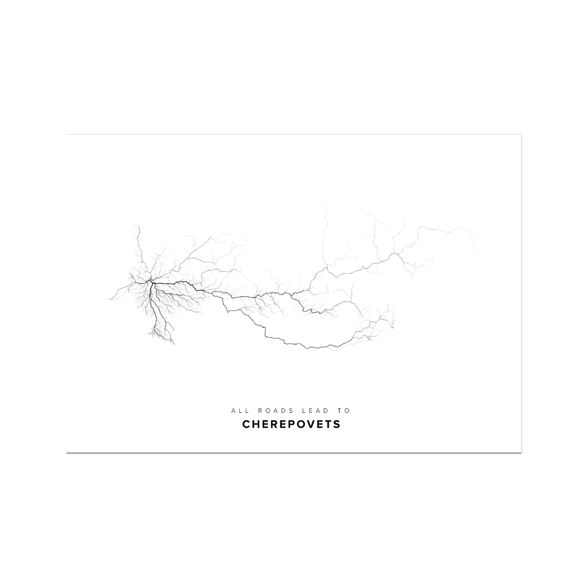 All roads lead to Cherepovets (Russian Federation) Fine Art Map Print
