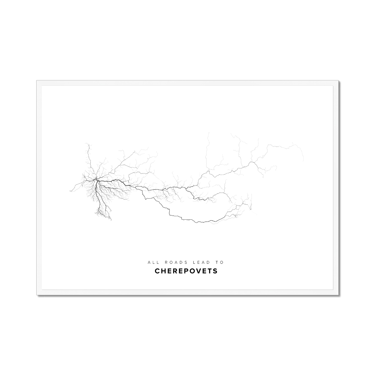 All roads lead to Cherepovets (Russian Federation) Fine Art Map Print