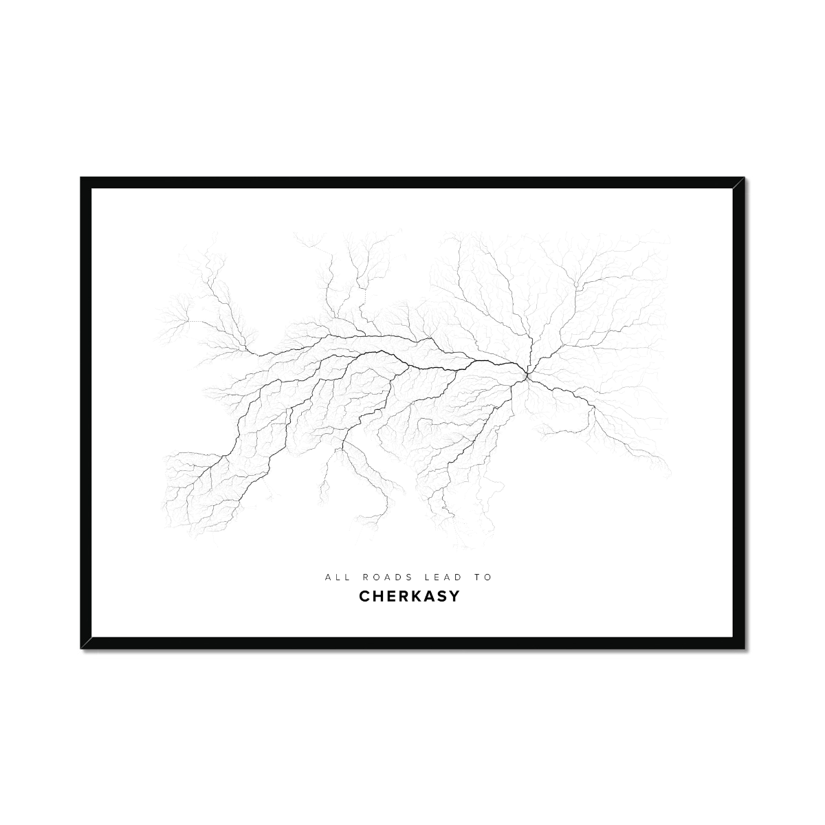 All roads lead to Cherkasy (Ukraine) Fine Art Map Print