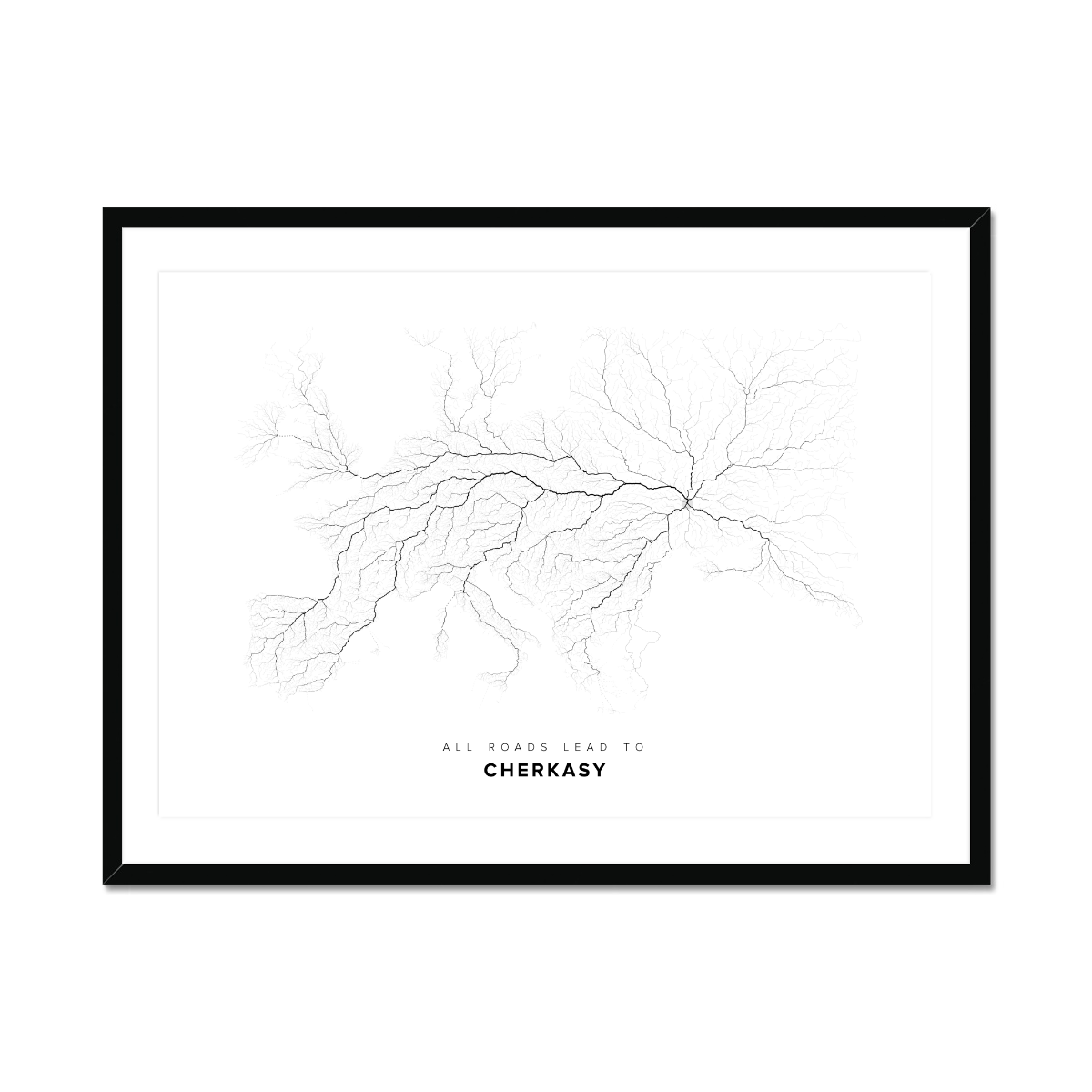All roads lead to Cherkasy (Ukraine) Fine Art Map Print