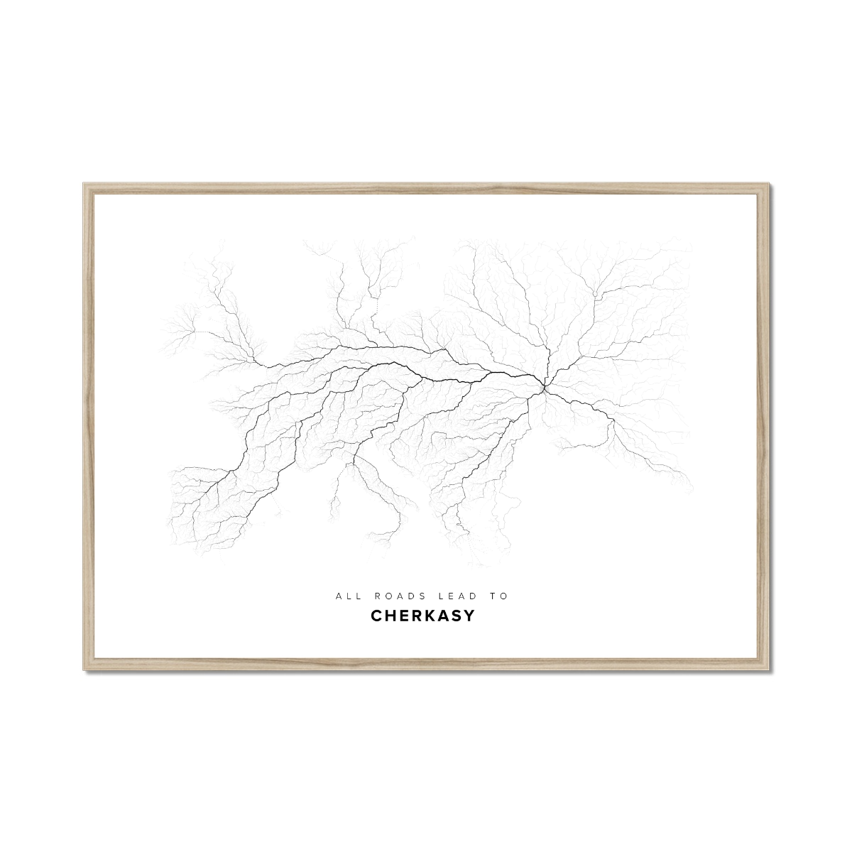 All roads lead to Cherkasy (Ukraine) Fine Art Map Print