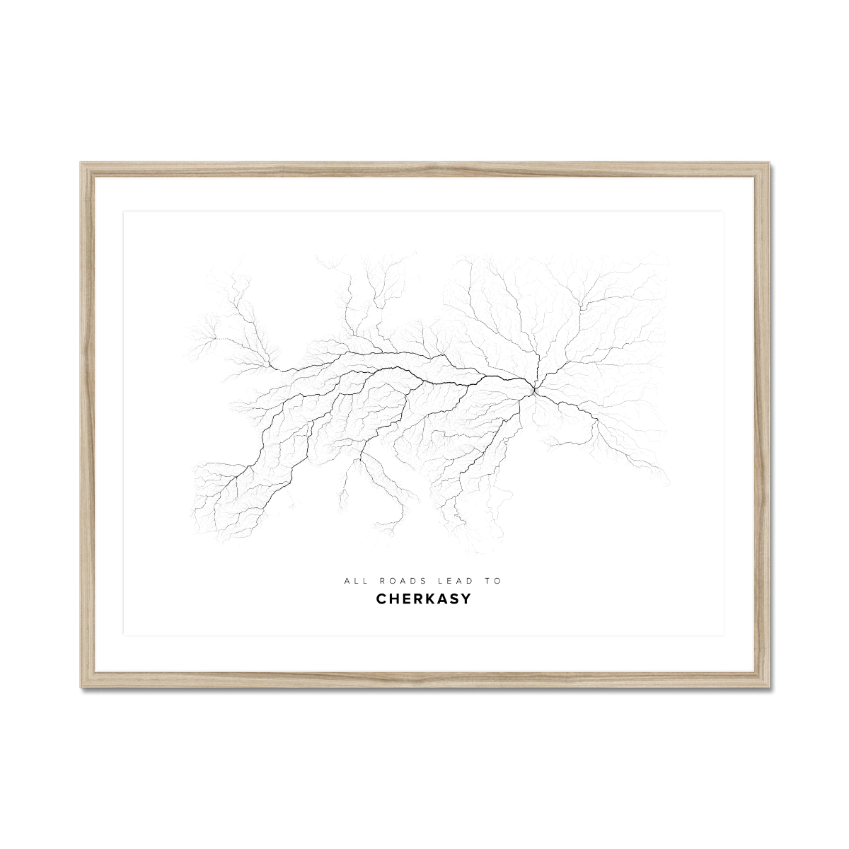 All roads lead to Cherkasy (Ukraine) Fine Art Map Print
