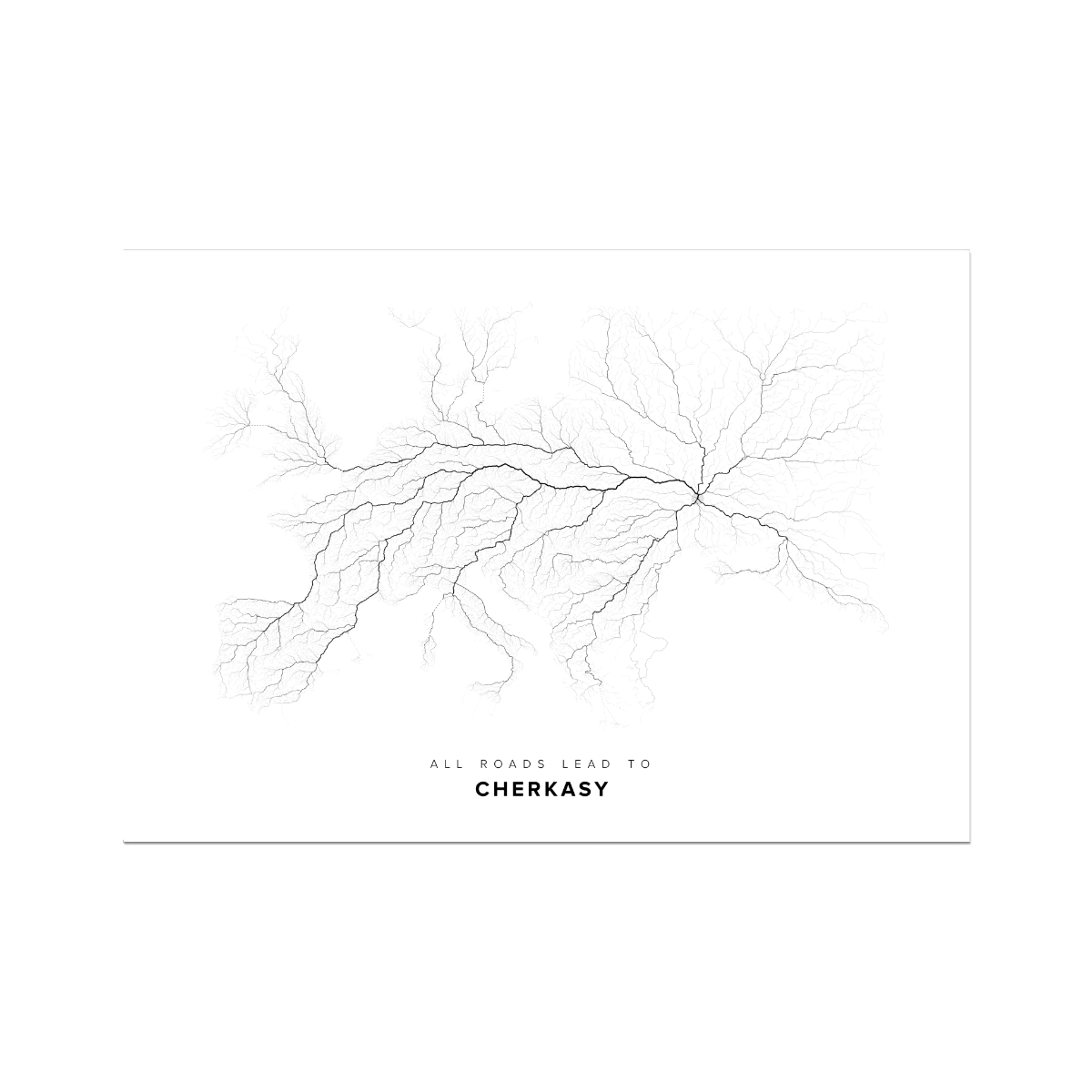 All roads lead to Cherkasy (Ukraine) Fine Art Map Print