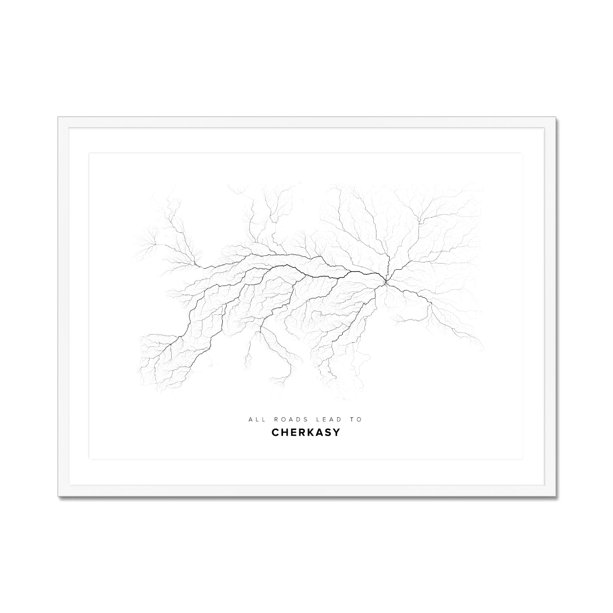 All roads lead to Cherkasy (Ukraine) Fine Art Map Print