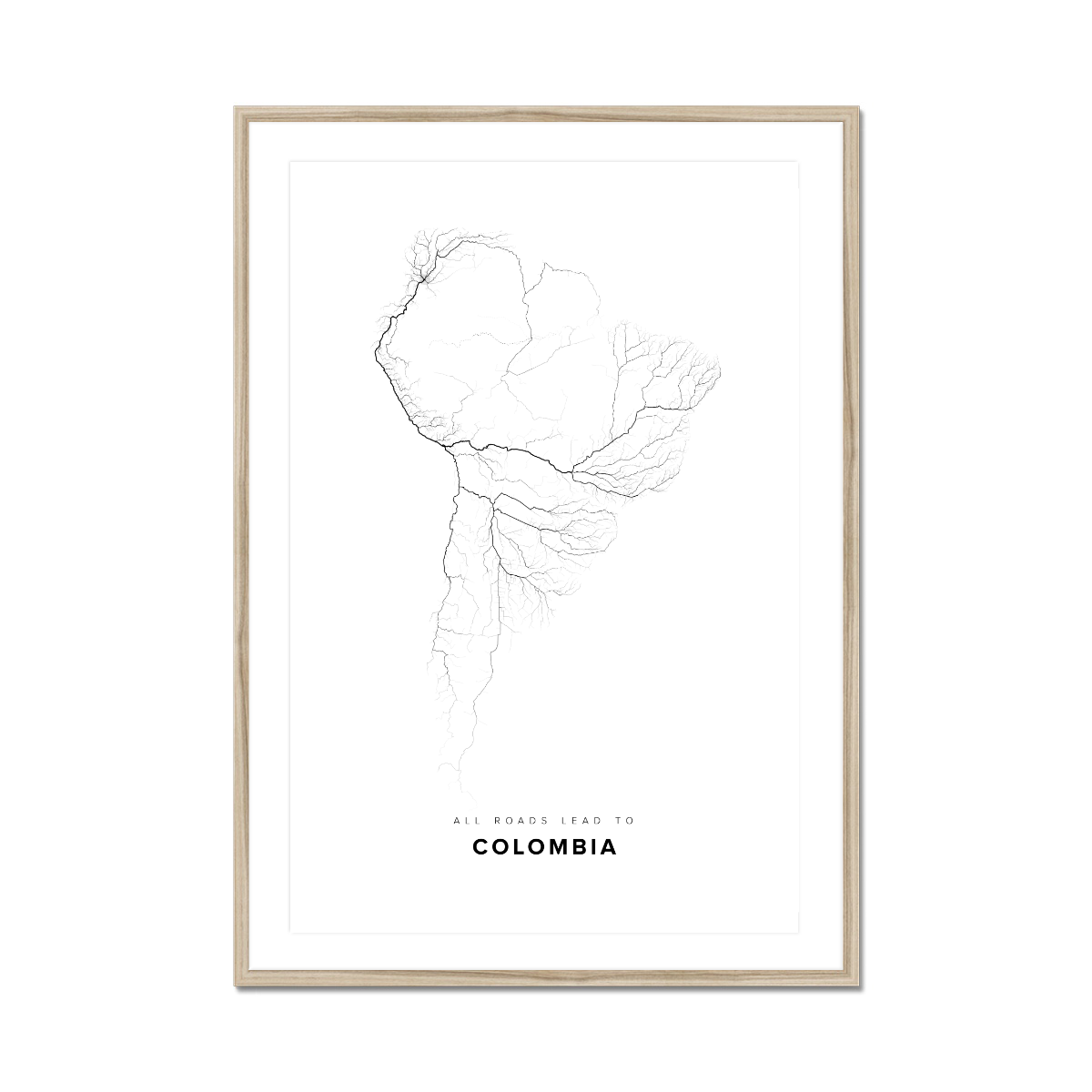 All roads lead to Colombia Fine Art Map Print