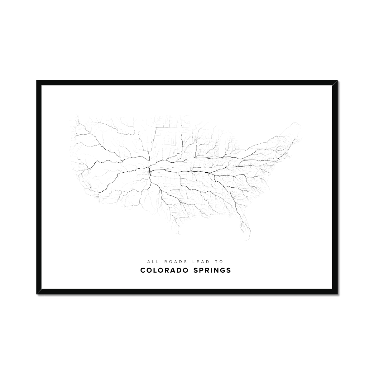 All roads lead to Colorado Springs (United States of America) Fine Art Map Print