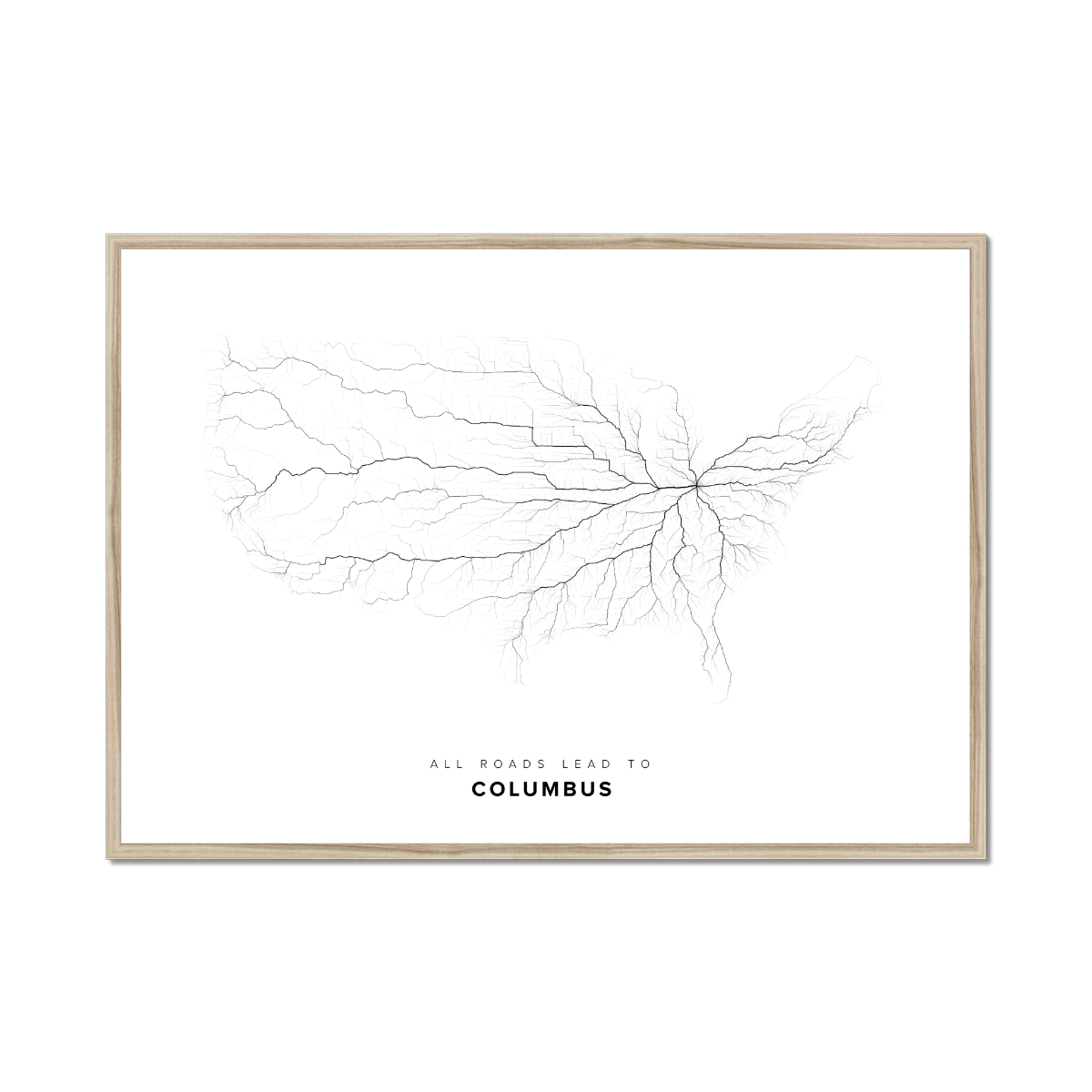 All roads lead to Columbus (United States of America) Fine Art Map Print
