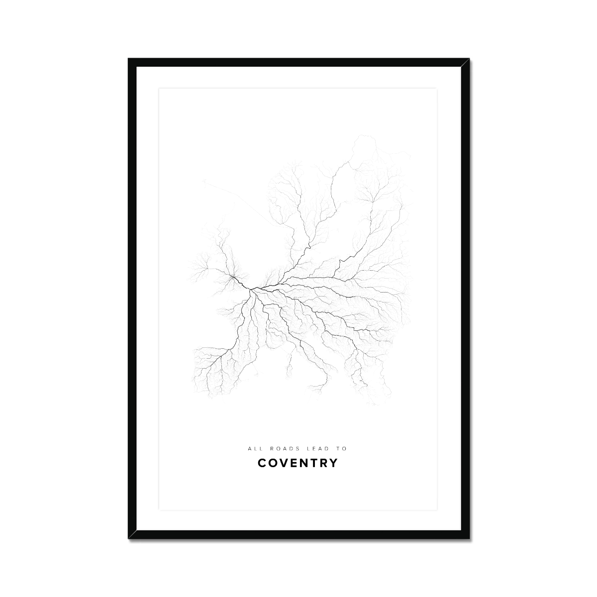 All roads lead to Coventry (United Kingdom of Great Britain and Northern Ireland) Fine Art Map Print