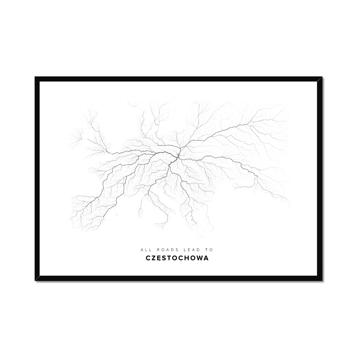All roads lead to Częstochowa (Poland) Fine Art Map Print