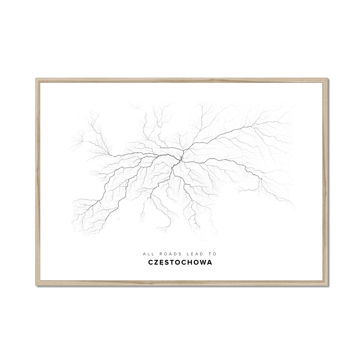 All roads lead to Częstochowa (Poland) Fine Art Map Print