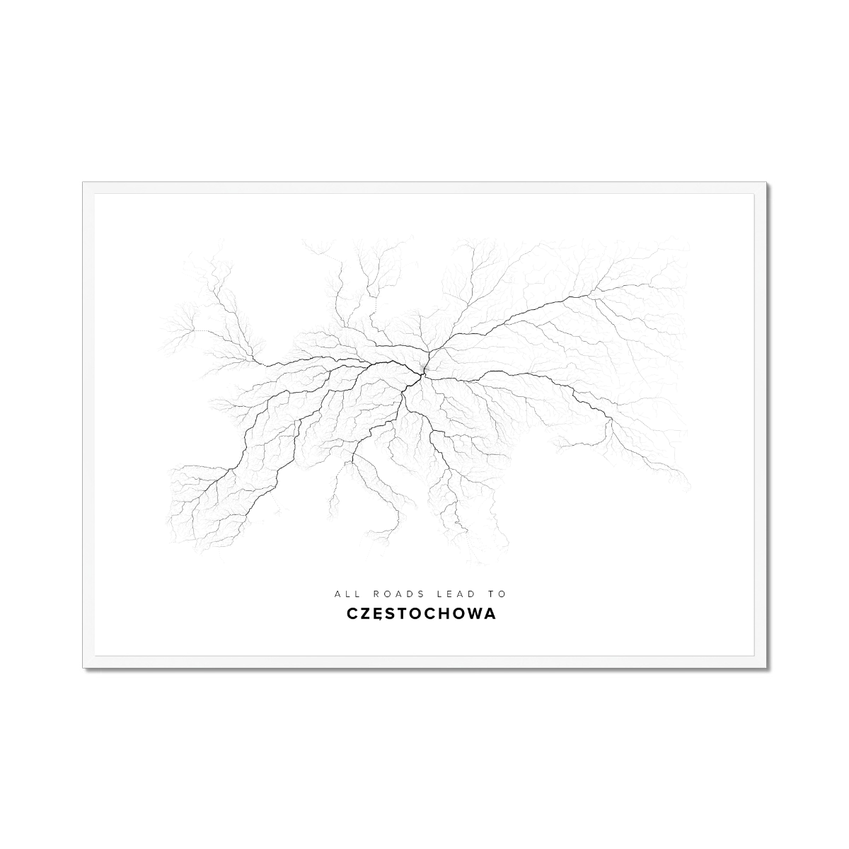 All roads lead to Częstochowa (Poland) Fine Art Map Print