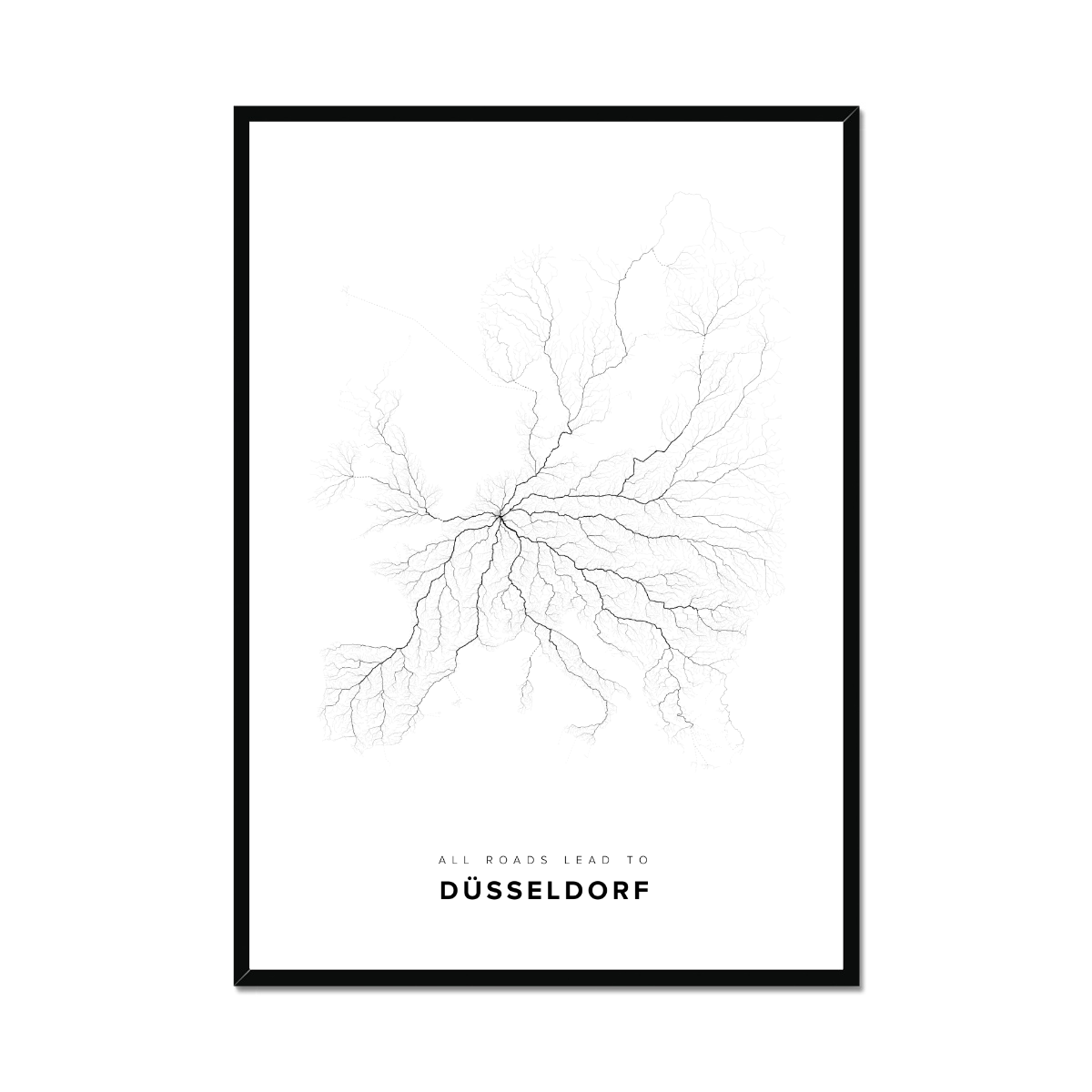 All roads lead to Düsseldorf (Germany) Fine Art Map Print