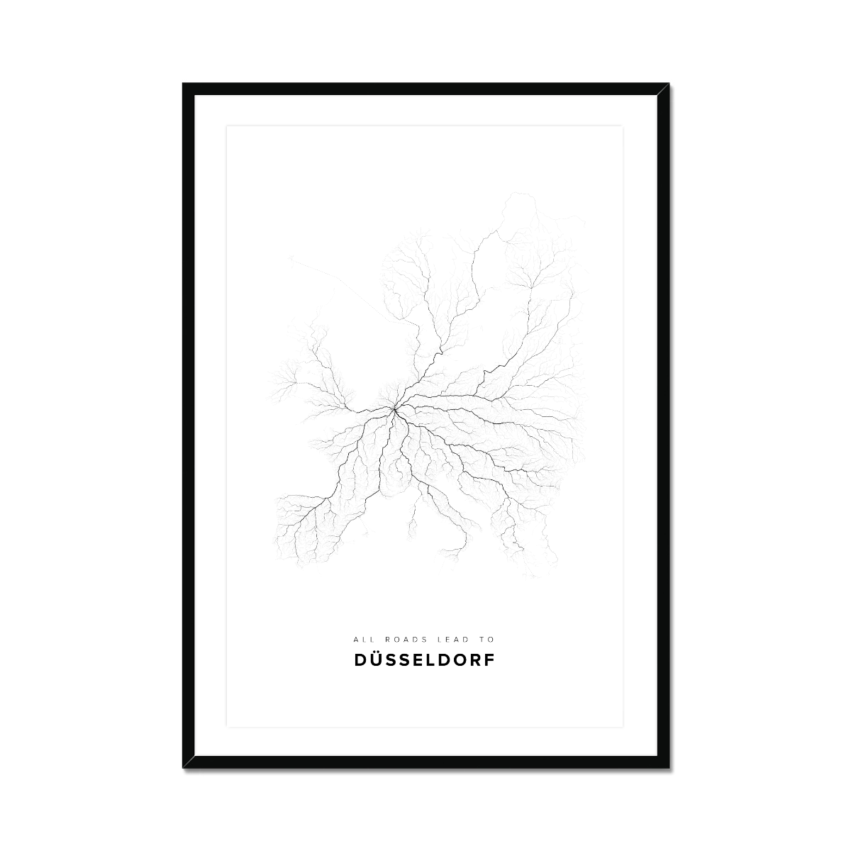 All roads lead to Düsseldorf (Germany) Fine Art Map Print