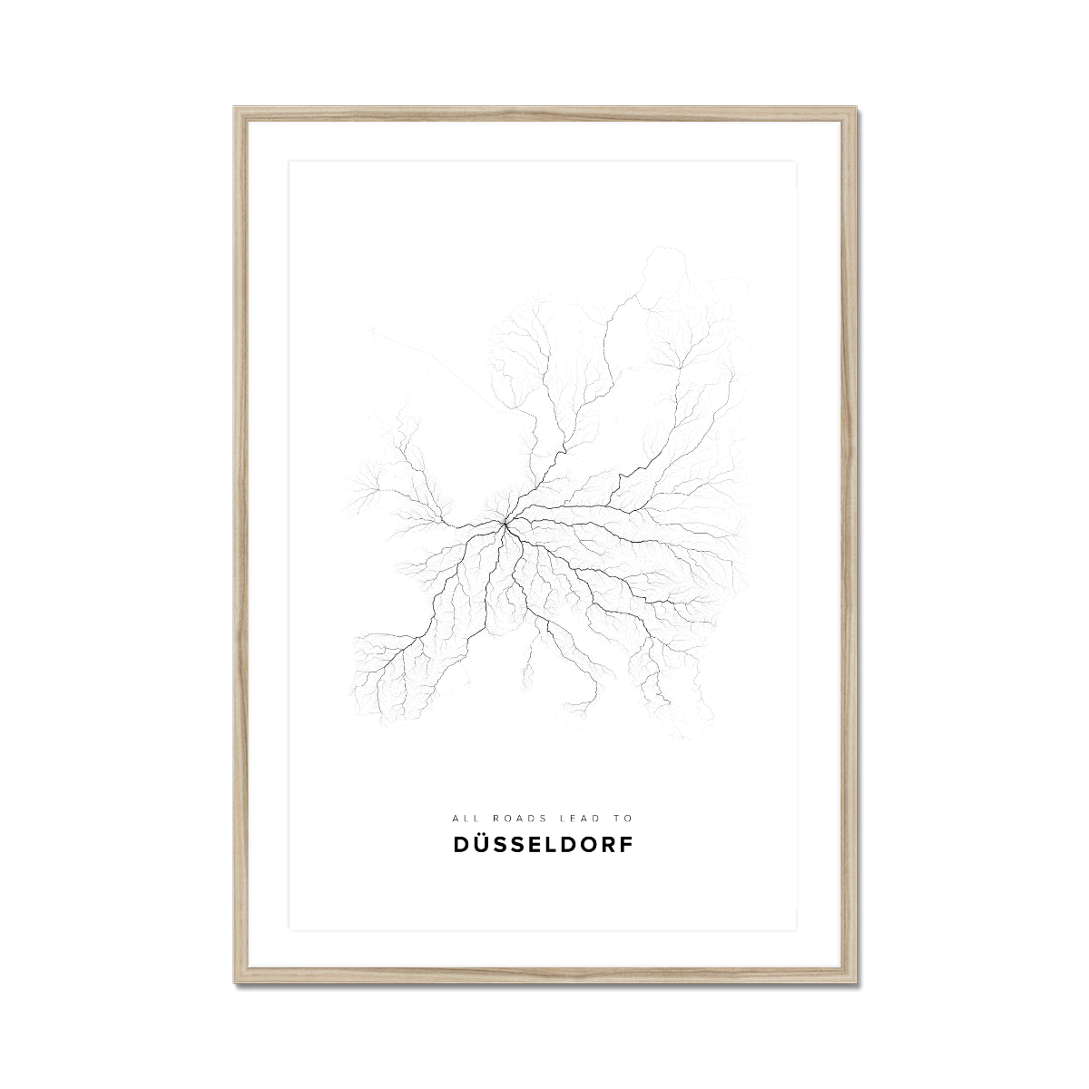All roads lead to Düsseldorf (Germany) Fine Art Map Print