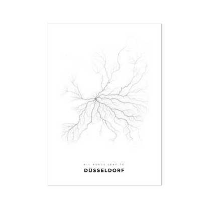 All roads lead to Düsseldorf (Germany) Fine Art Map Print