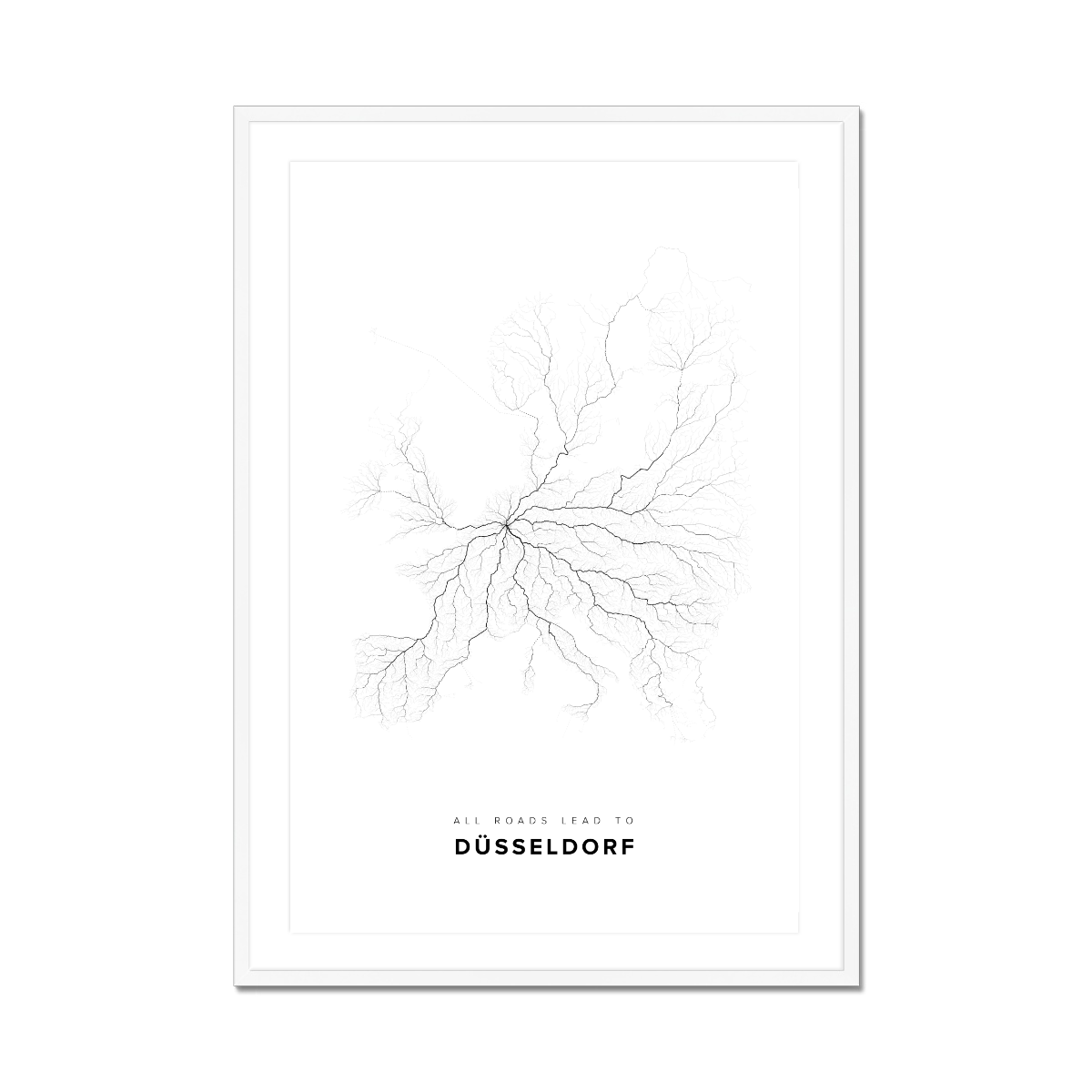 All roads lead to Düsseldorf (Germany) Fine Art Map Print