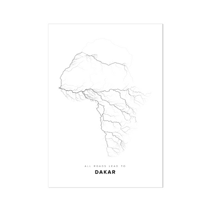 All roads lead to Dakar (Senegal) Fine Art Map Print