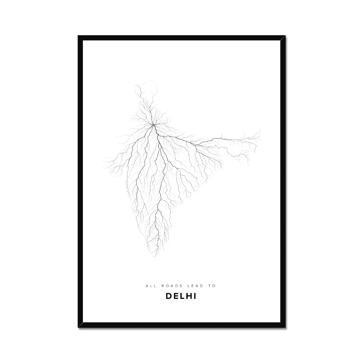 All roads lead to Delhi (India) Fine Art Map Print