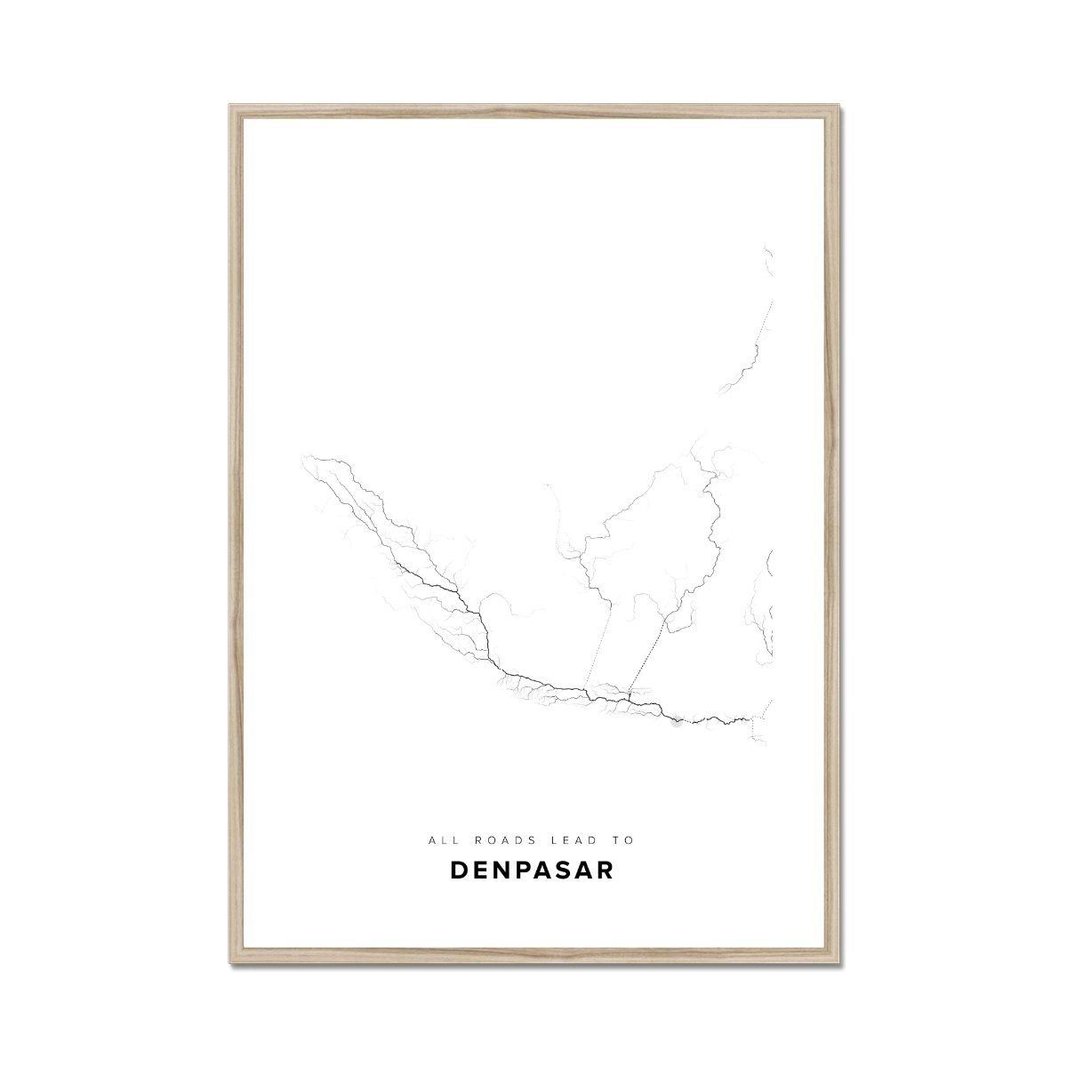All roads lead to Denpasar (Indonesia) Fine Art Map Print