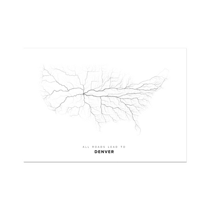 All roads lead to Denver (United States of America) Fine Art Map Print