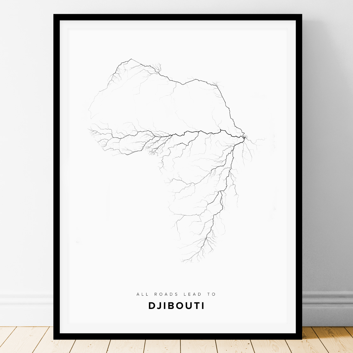 All roads lead to Djibouti (Djibouti) Fine Art Map Print