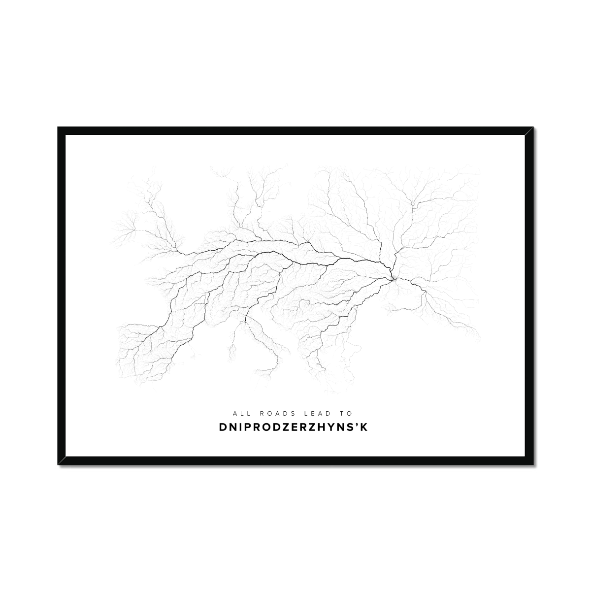 All roads lead to Dniprodzerzhyns’k (Ukraine) Fine Art Map Print