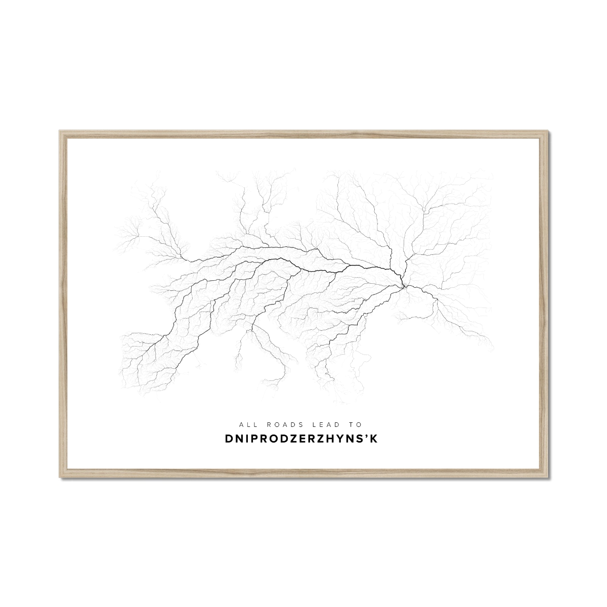 All roads lead to Dniprodzerzhyns’k (Ukraine) Fine Art Map Print