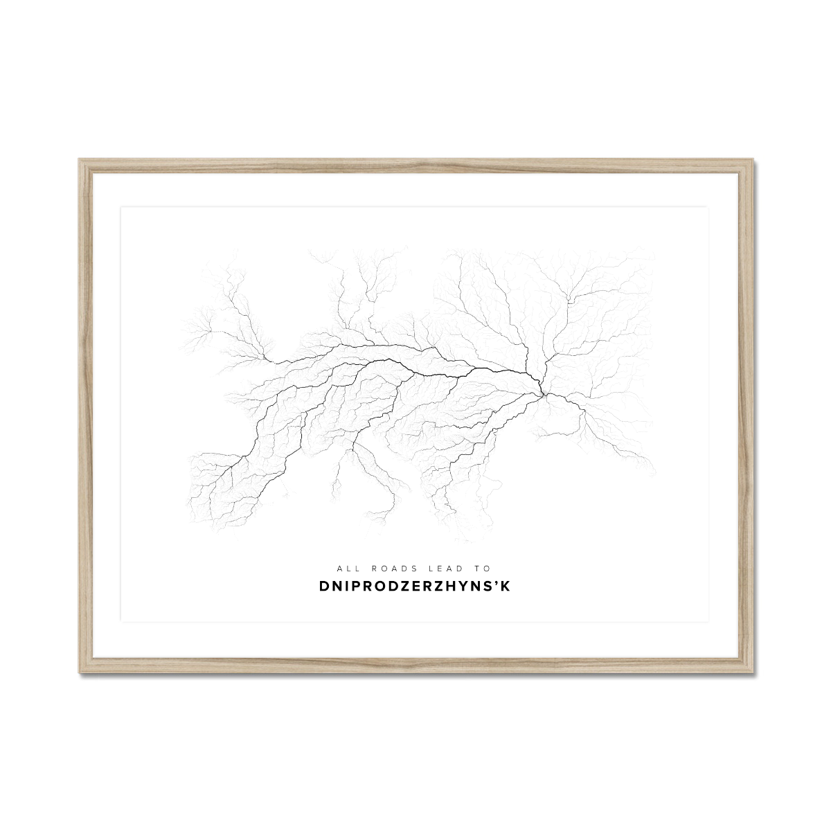 All roads lead to Dniprodzerzhyns’k (Ukraine) Fine Art Map Print
