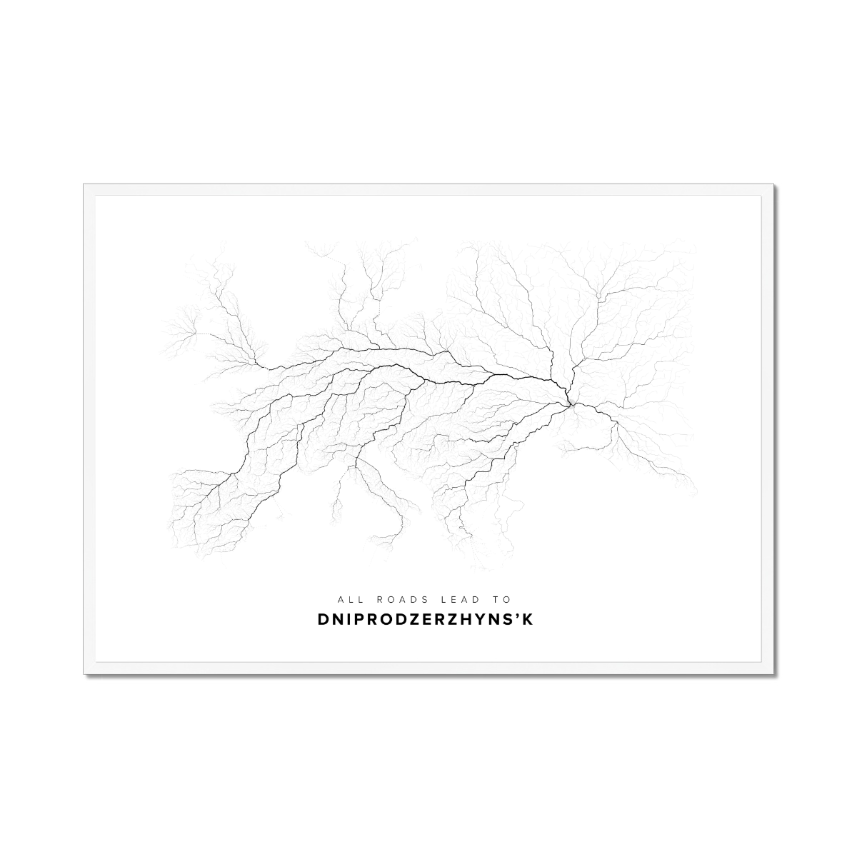All roads lead to Dniprodzerzhyns’k (Ukraine) Fine Art Map Print